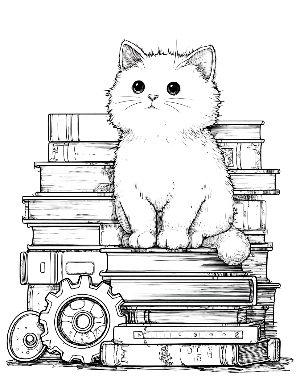 Cat On Books